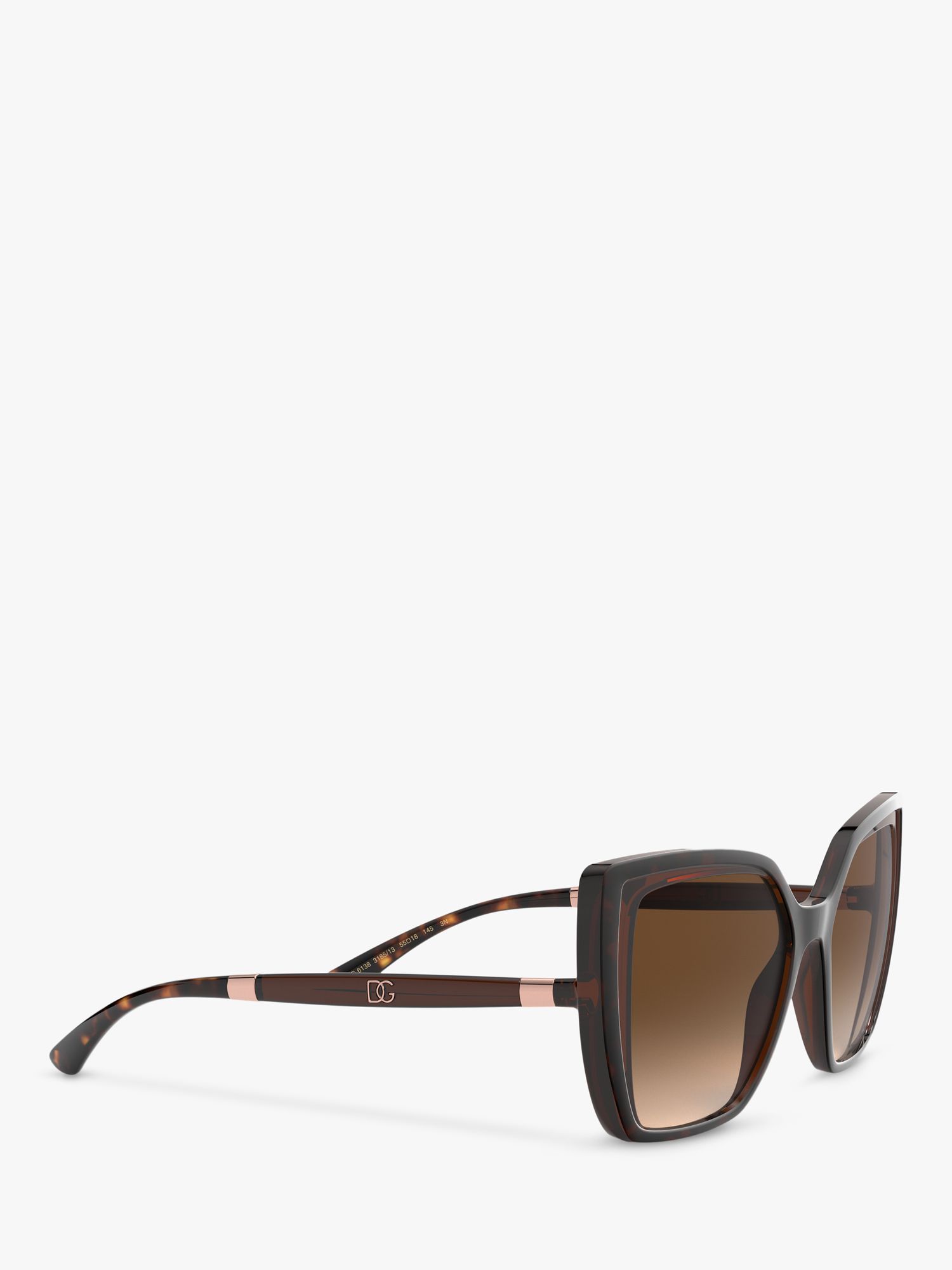 Dolce & Gabbana DG6138 Women's Butterfly Sunglasses, Brown/Brown Gradient  at John Lewis & Partners