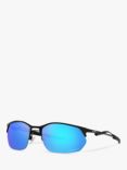 Oakley OO4145 Men's Wire Tap 2.0 Prizm Rectangular Sunglasses, Satin Black/Mirror Blue