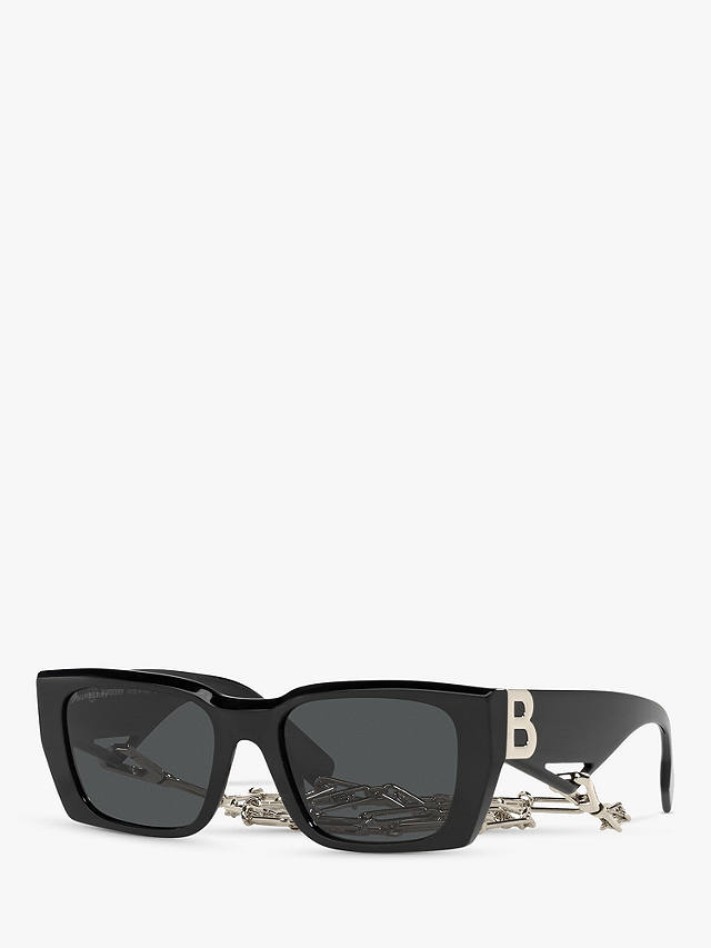Burberry BE4336 Women's Rectangular Chain Sunglasses, Black