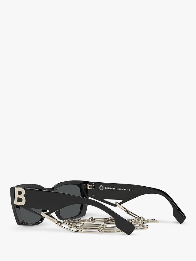 Burberry BE4336 Women's Rectangular Chain Sunglasses, Black