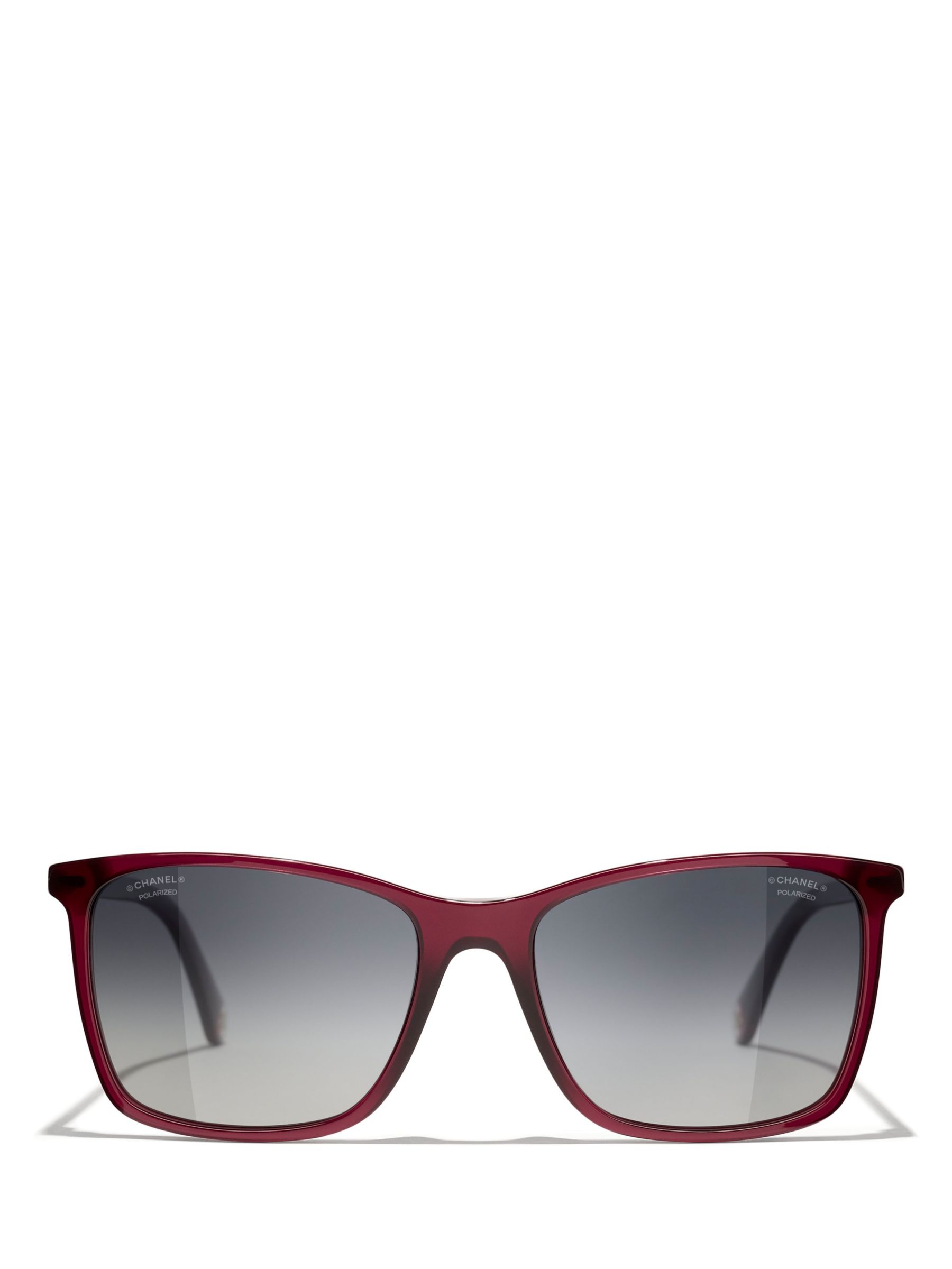CHANEL Rectangular Sunglasses CH5447 Dark Red/Grey Gradient at John Lewis &  Partners
