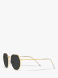 Ray-Ban RB3565 Jack Unisex Polarised Metal Hexagonal Sunglasses, Legend Gold