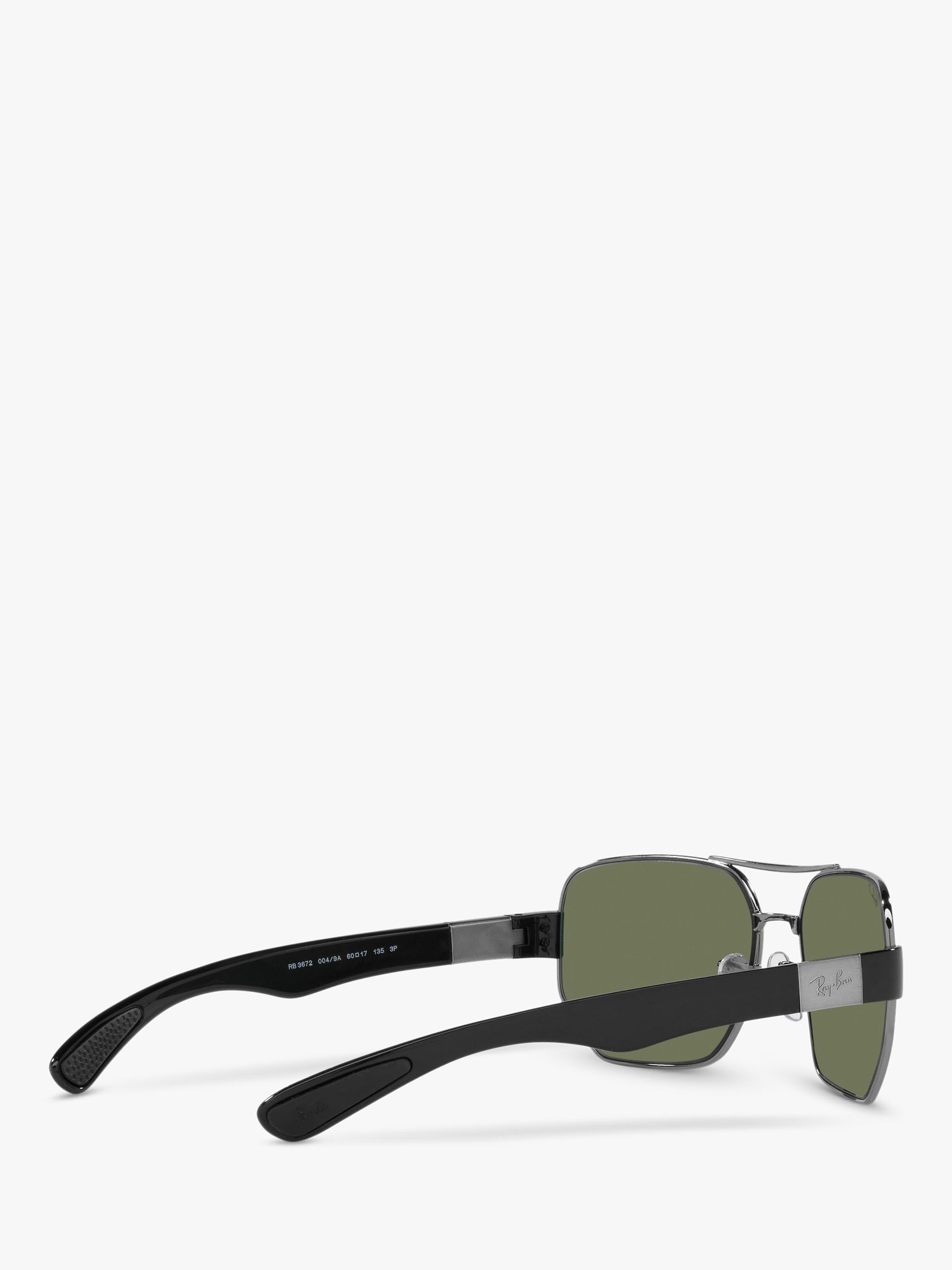 Buy Ray-Ban RB3672 Unisex Polarised Irregular Steel Frame Sunglasses, Gunmetal/Classic Green Online at johnlewis.com