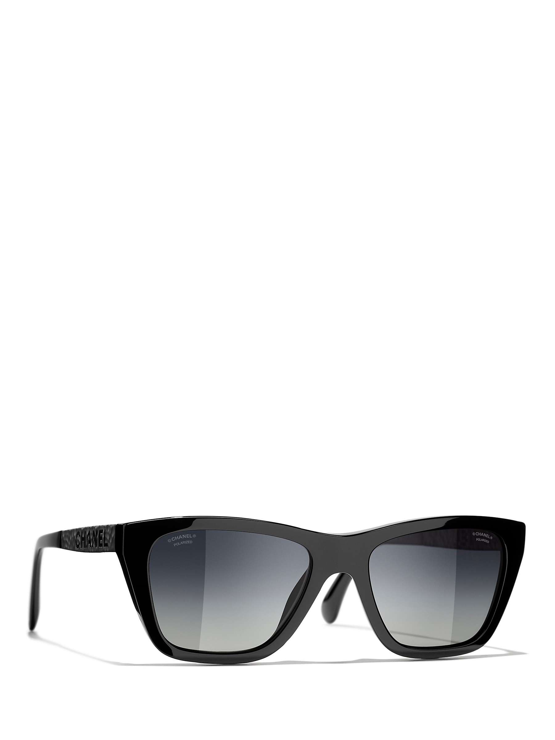 Buy CHANEL Rectangular Sunglasses CH5442 Black/Grey Gradient Online at johnlewis.com