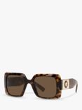 Versace VE4405 Women's Chunky Rectangular Sunglasses, Havana/Brown