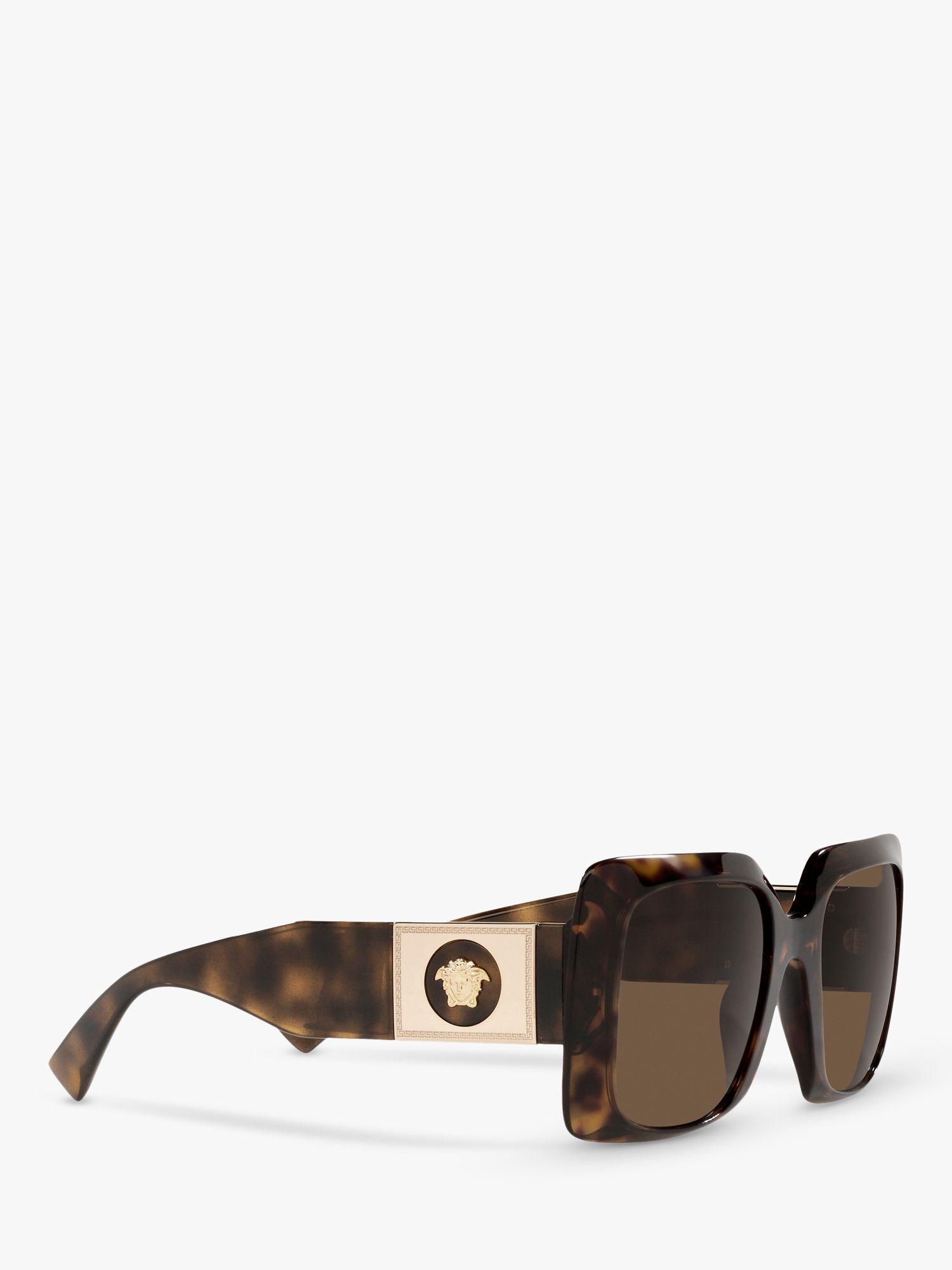 Versace VE4405 Women's Chunky Rectangular Sunglasses, Havana/Brown at ...