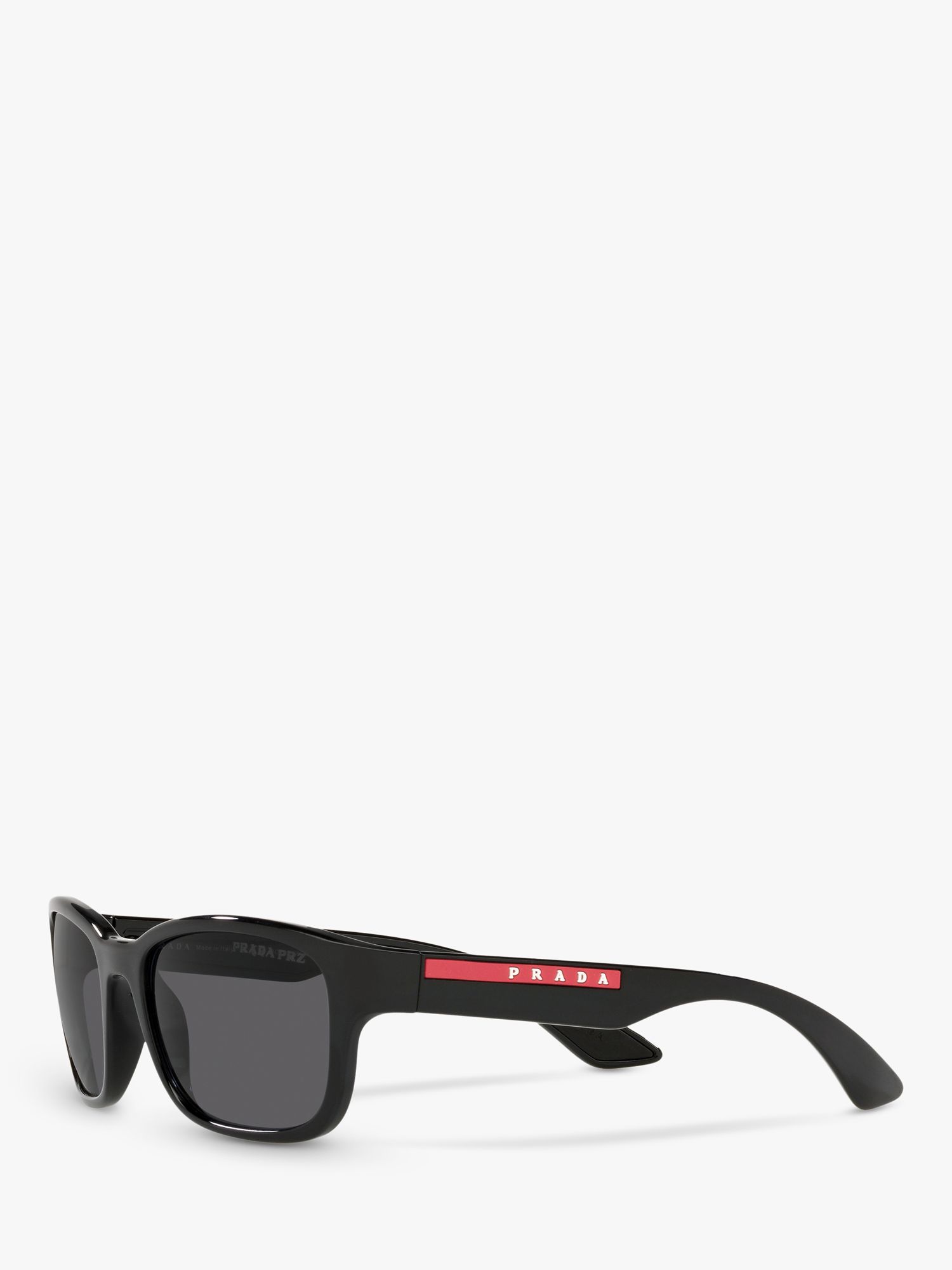 Prada Linea Rossa Ps 05vs Men S Polarised Rectangular Sunglasses Black At John Lewis And Partners
