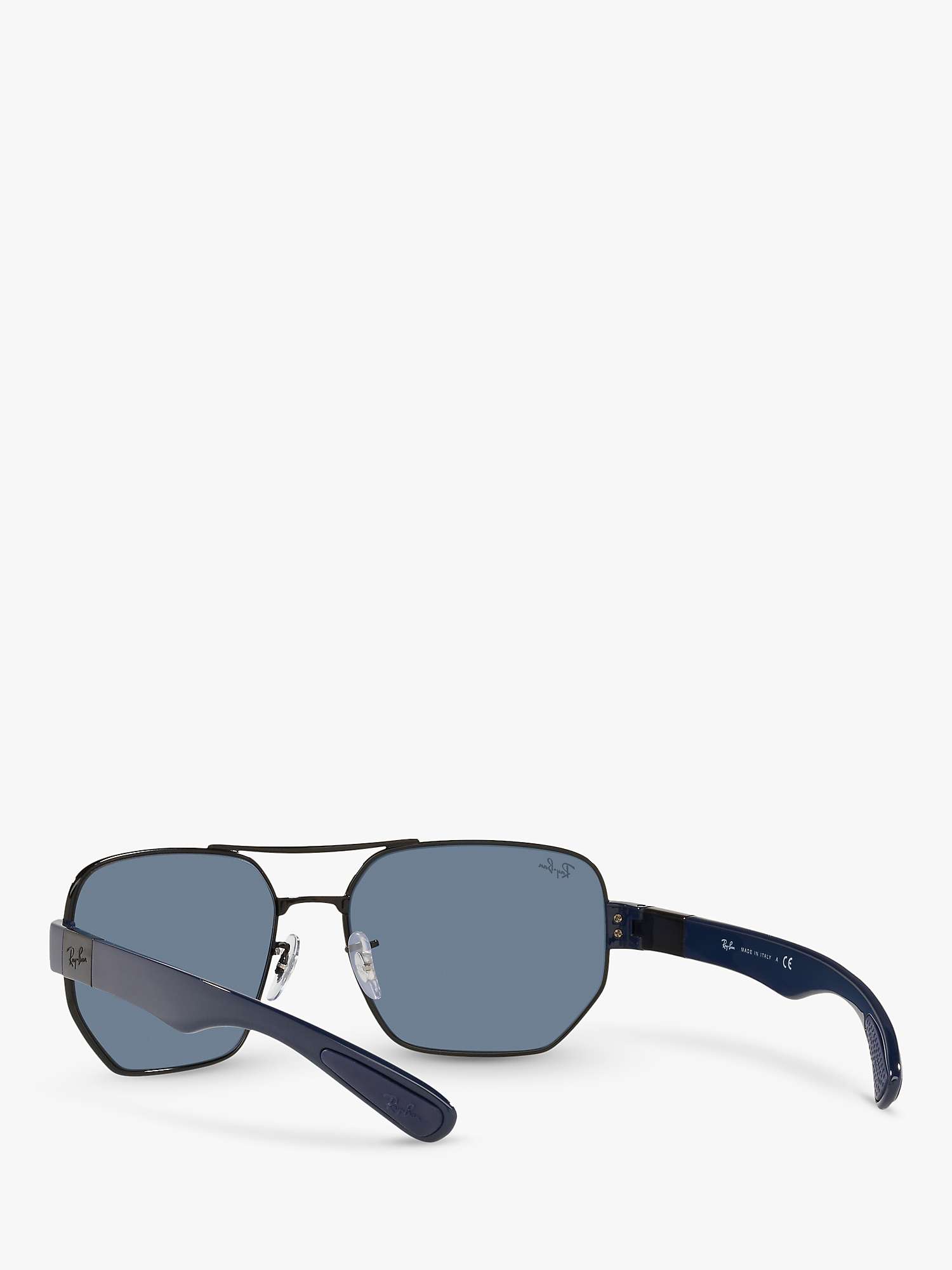 Buy Ray-Ban RB3672 Unisex Irregular Steel Frame Sunglasses, Black/Classic Dark Blue Online at johnlewis.com