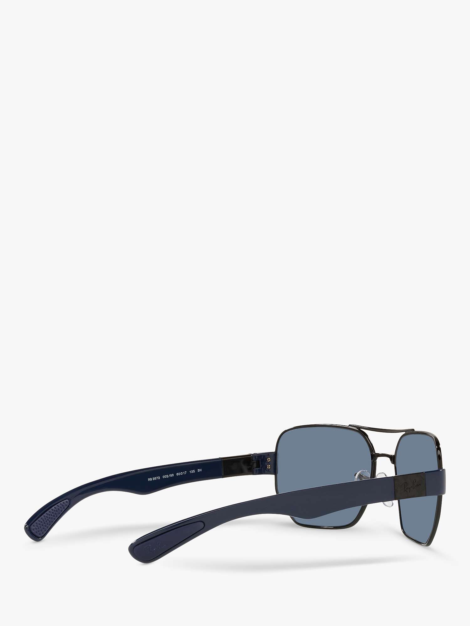 Buy Ray-Ban RB3672 Unisex Irregular Steel Frame Sunglasses, Black/Classic Dark Blue Online at johnlewis.com