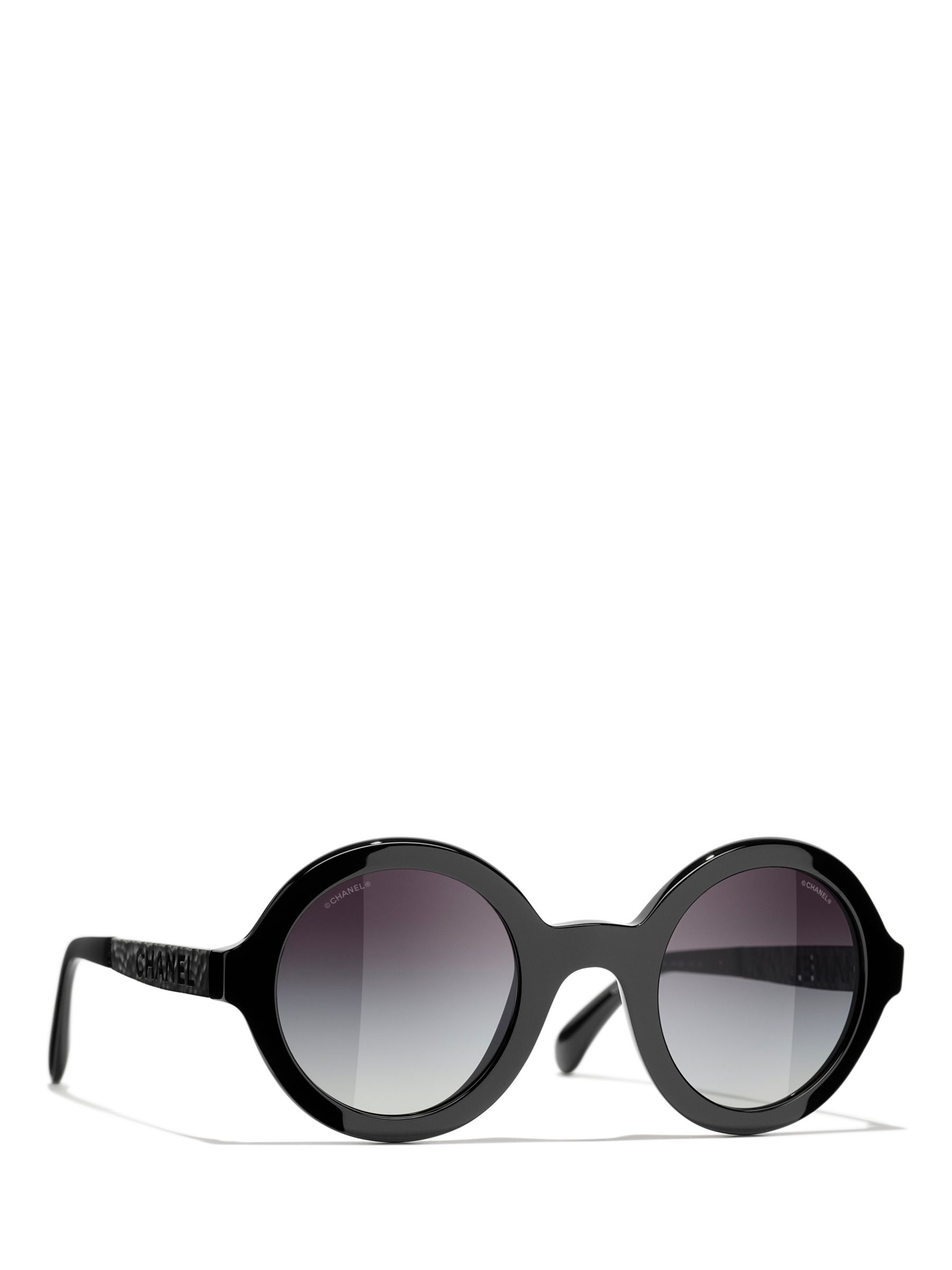 CHANEL Round Sunglasses CH5441 Black/Grey Gradient at John Lewis & Partners
