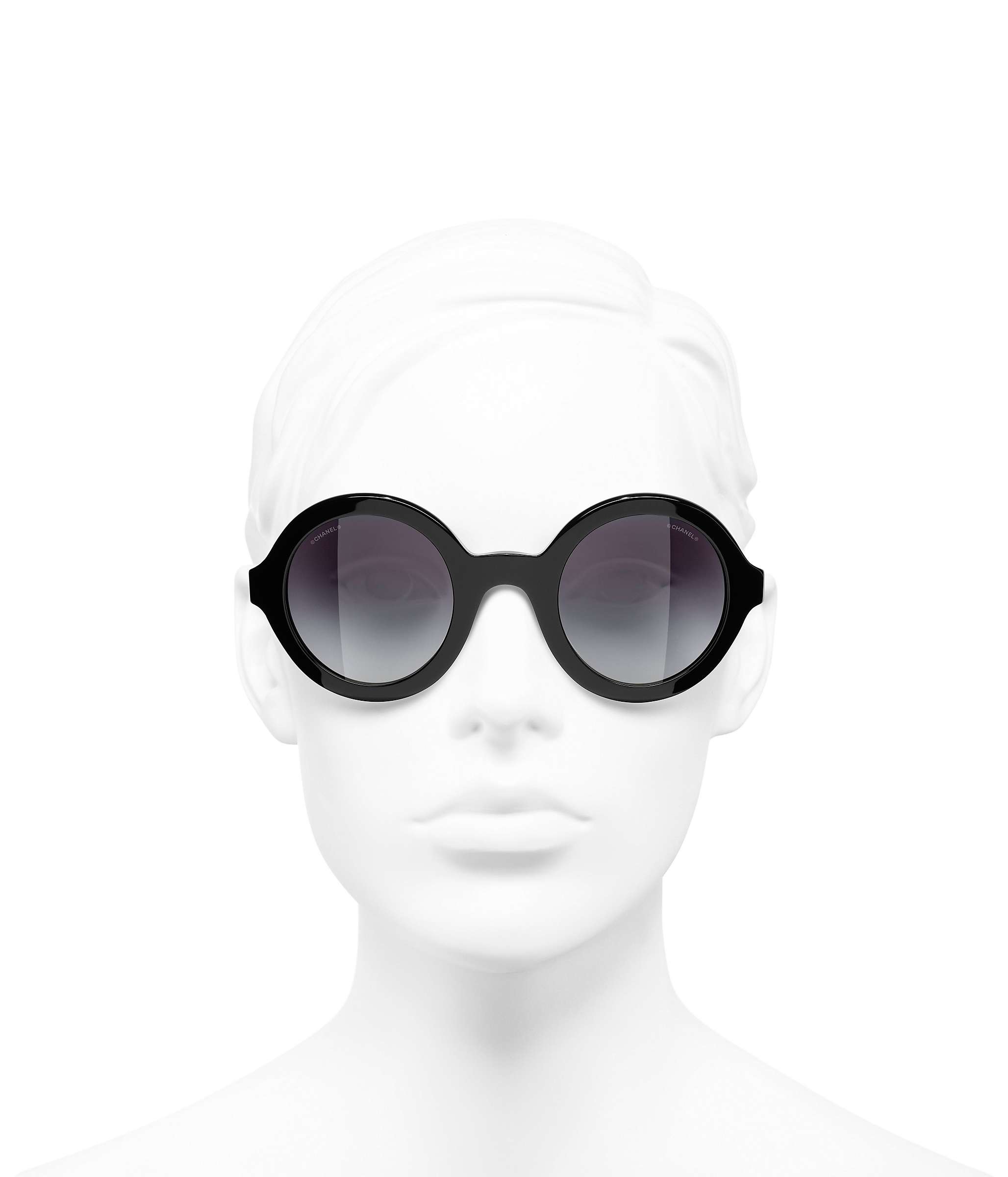CHANEL Round Sunglasses CH5441 Black/Grey Gradient at John Lewis & Partners