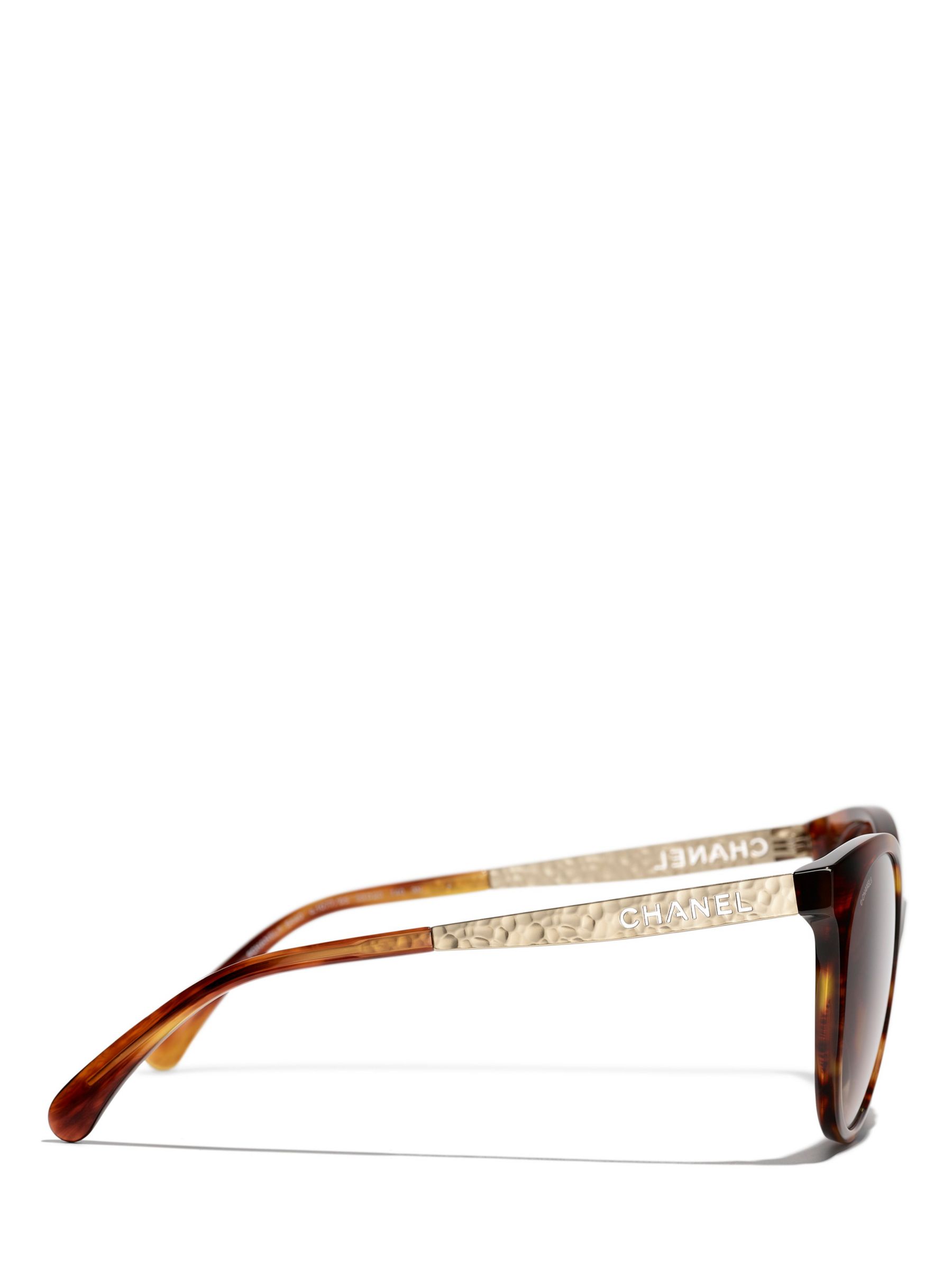 Buy CHANEL Oval Sunglasses CH5440 Striped Brown/Brown Gradient Online at johnlewis.com