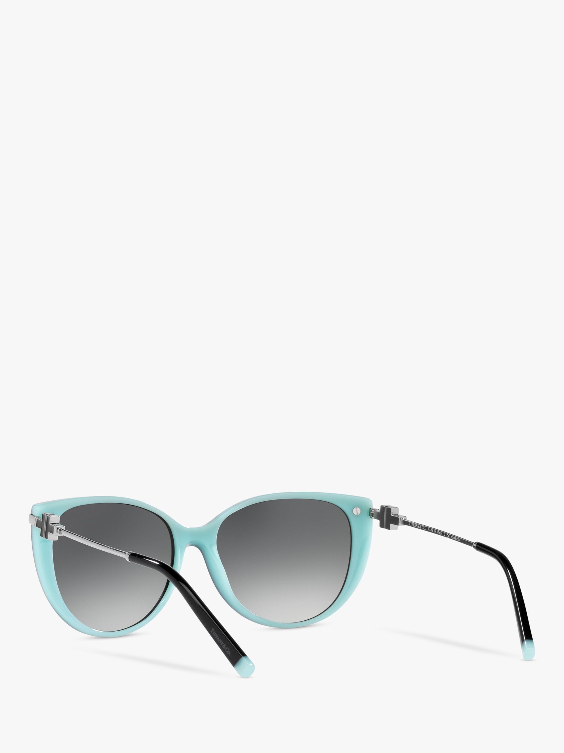 Tiffany & Co TF4178 Women's Polarised Cat's Eye Sunglasses, Black/Tiffany Blue