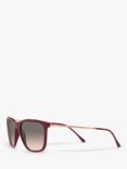 Ray-Ban RB4344 Unisex Pillow Square Frame Sunglasses, Cherry Red/Gold/Light Grey Gradient