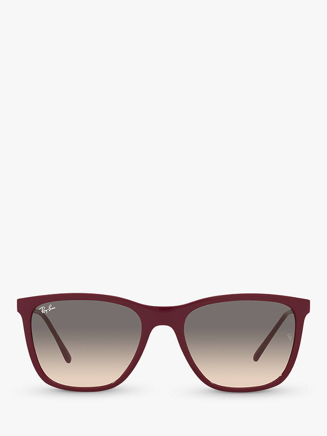 Ray-Ban RB4344 Unisex Pillow Square Frame Sunglasses, Cherry Red/Gold/Light Grey Gradient