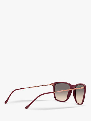 Ray-Ban RB4344 Unisex Pillow Square Frame Sunglasses, Cherry Red/Gold/Light Grey Gradient