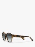 Giorgio Armani AR8146 Women's Oval Sunglasses, Yellow Havana/Grey Gradient