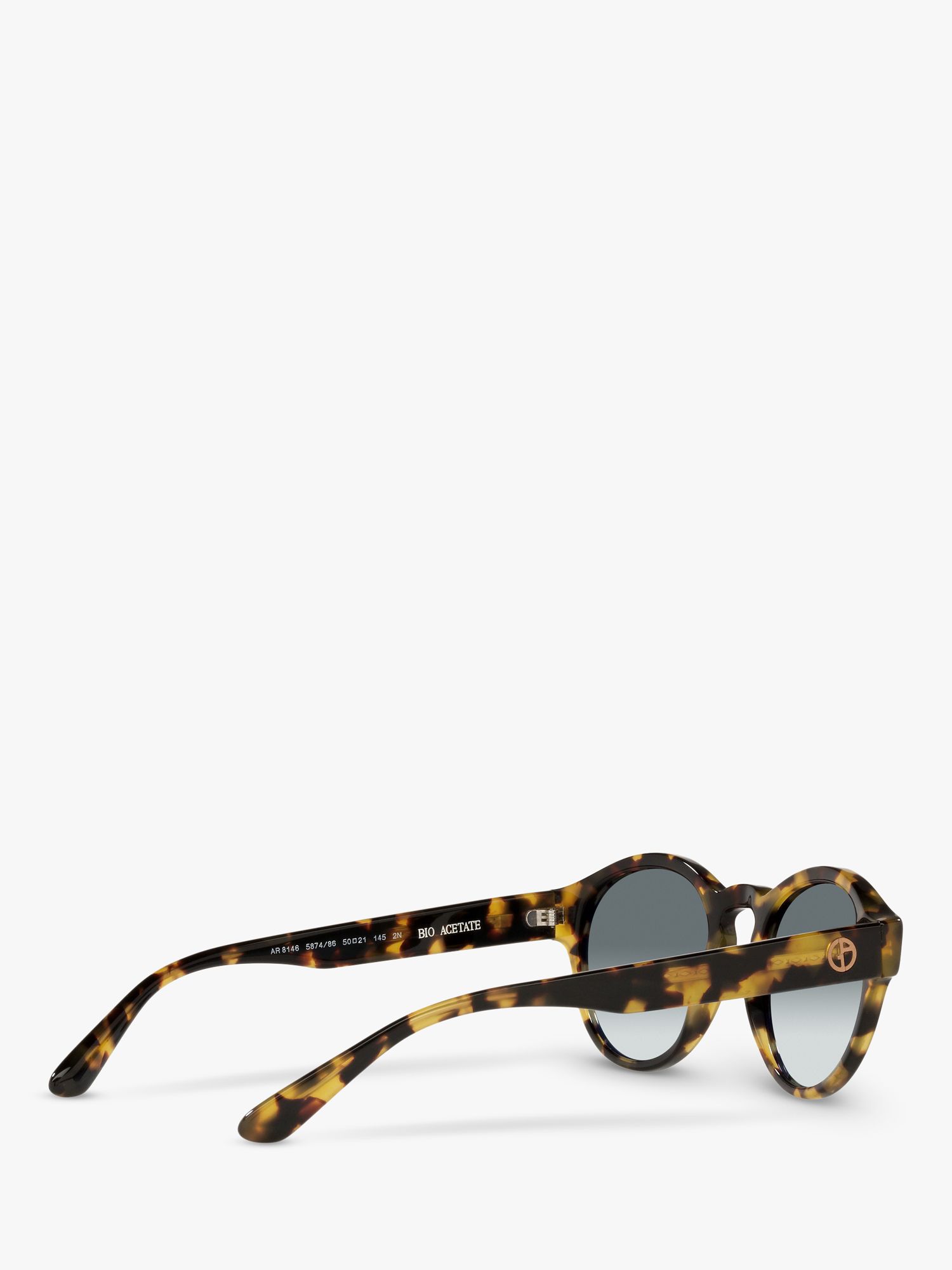 Giorgio Armani AR8146 Women's Oval Sunglasses, Yellow Havana/Grey Gradient  at John Lewis & Partners