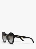 Miu Miu MU 01XS Women's Butterfly Sunglasses, Black/Grey Gradient