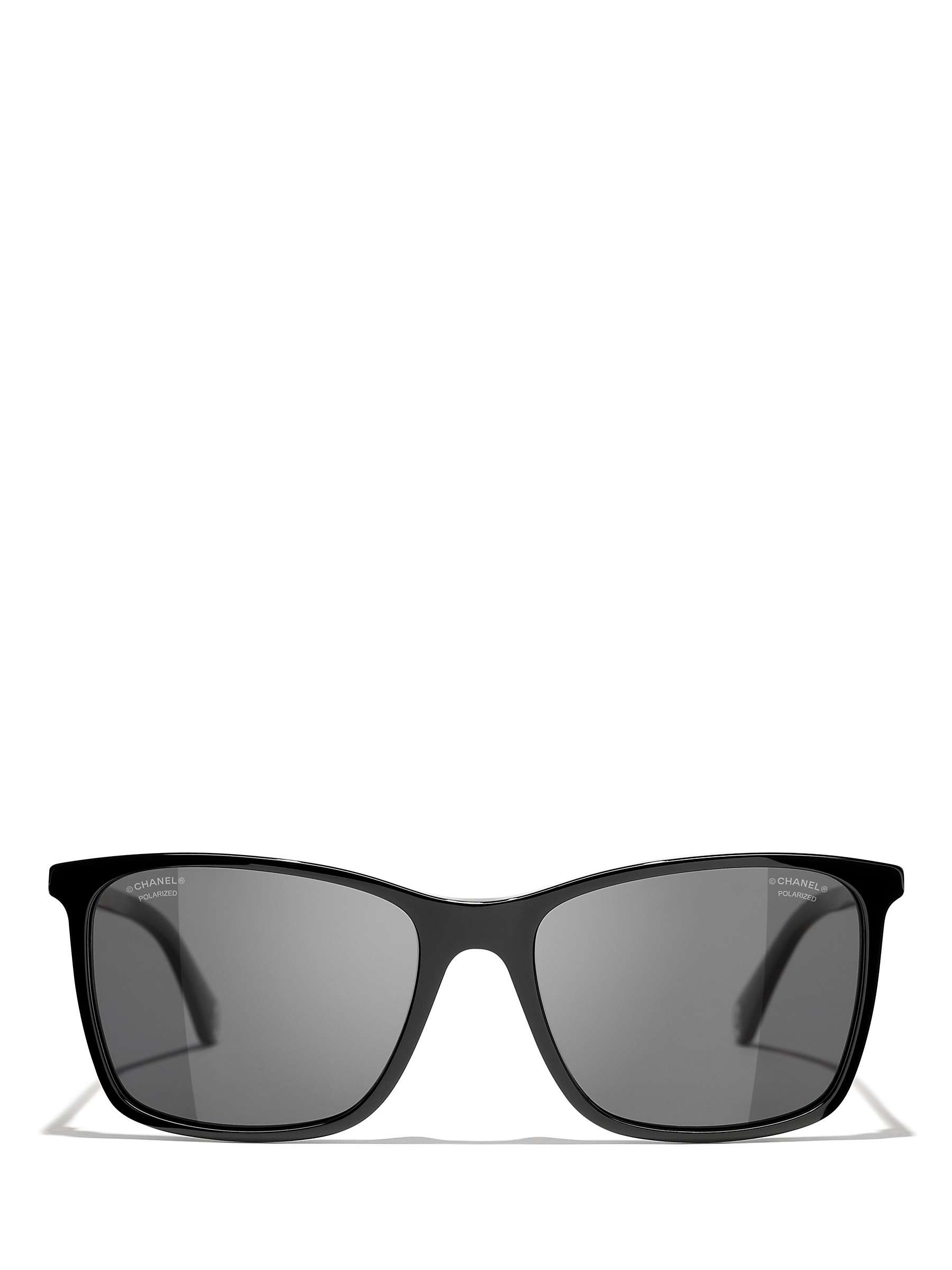 Buy CHANEL Rectangular Sunglasses CH5447 Black/Grey Online at johnlewis.com