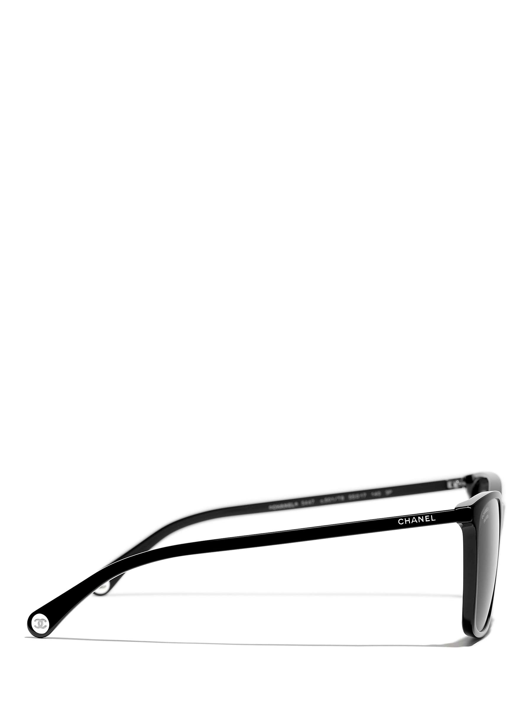 Buy CHANEL Rectangular Sunglasses CH5447 Black/Grey Online at johnlewis.com