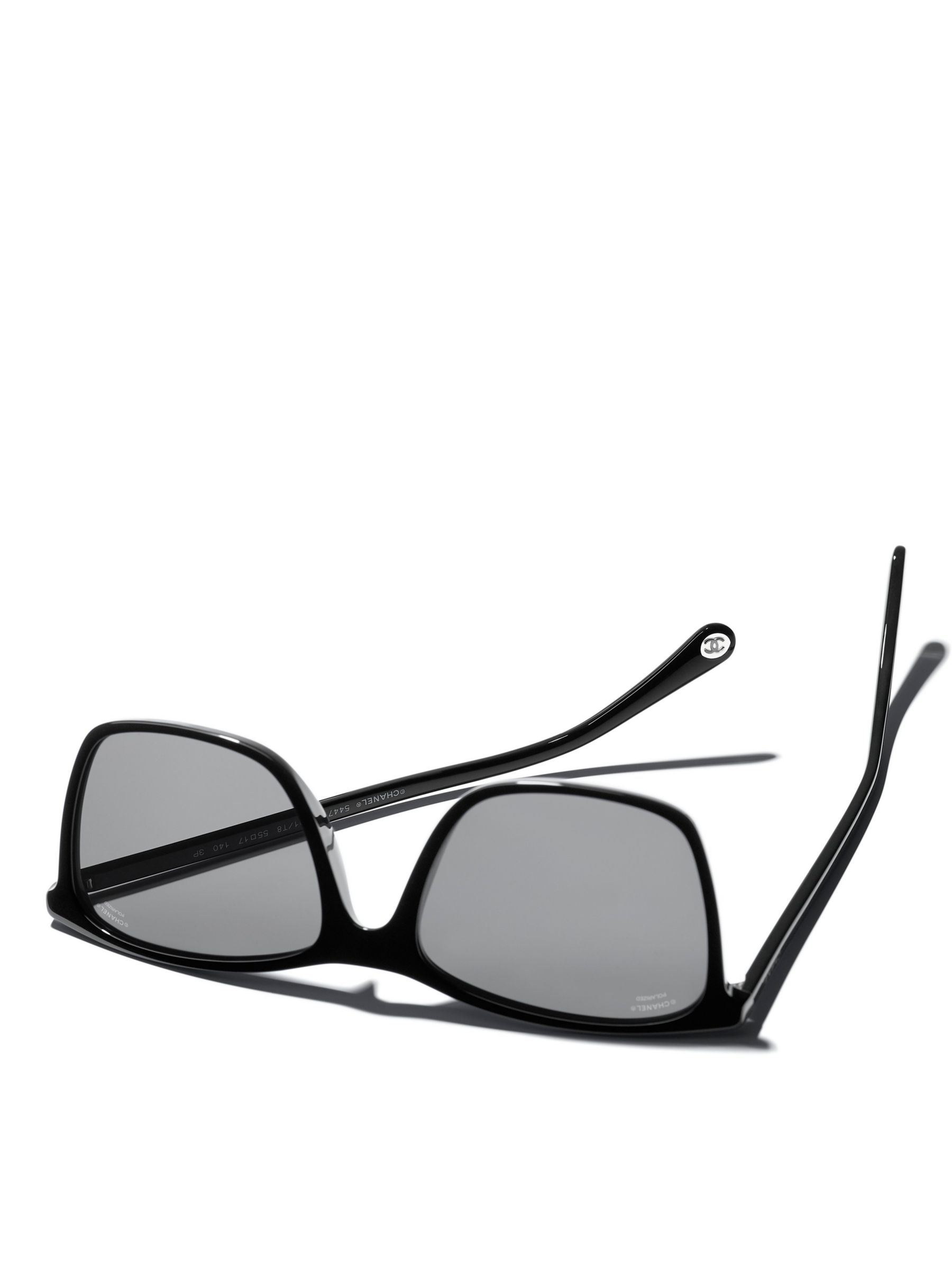 CHANEL Rectangular Sunglasses CH5447 Black/Grey at John Lewis