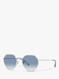 Ray-Ban RB3565 Jack Unisex Metal Hexagonal Sunglasses, Silver/Light Blue Gradient