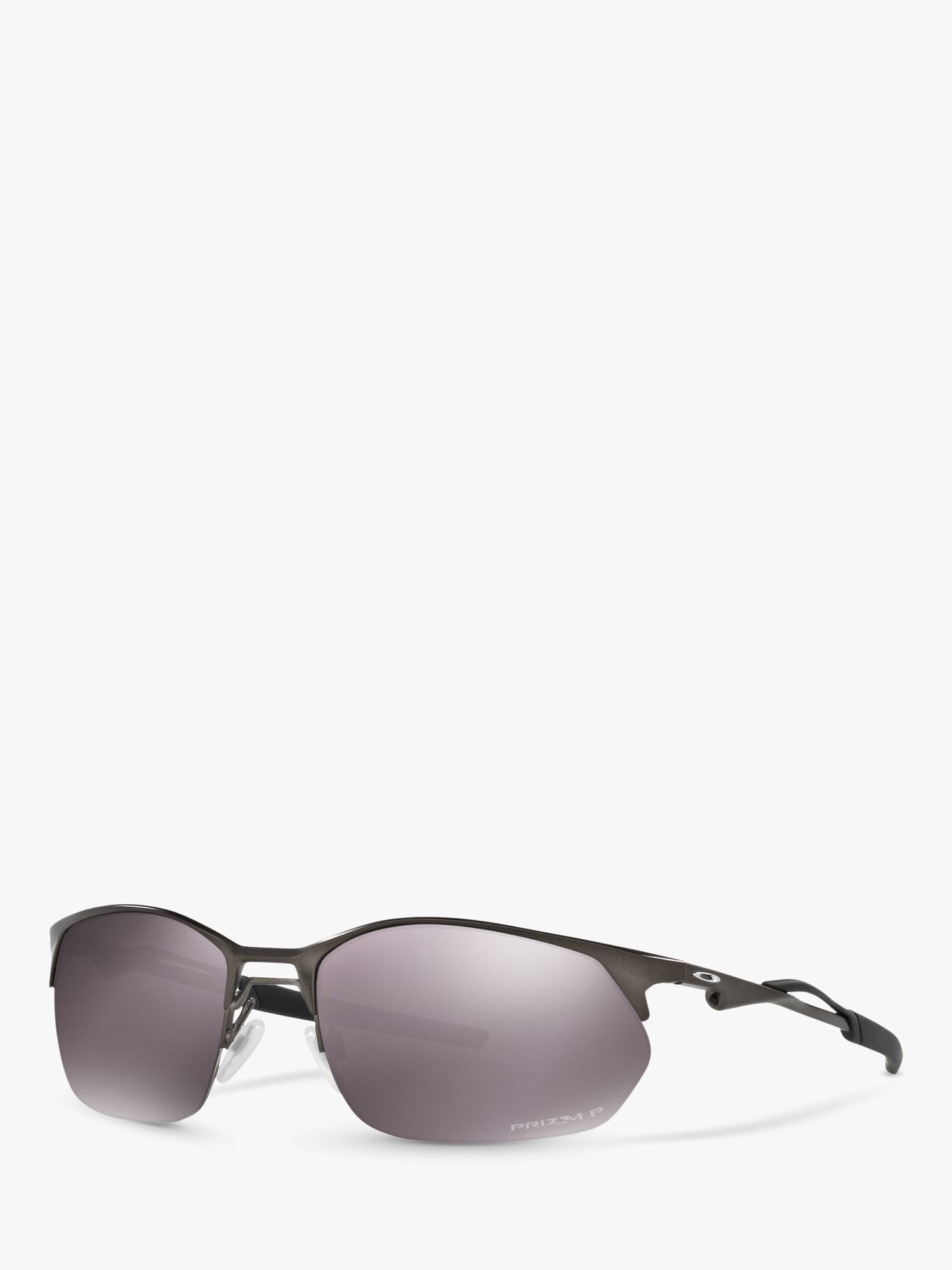 Oakley OO4145 Men's Wire Tap  Polarised Prizm Rectangular Sunglasses,  Pewter/Mirror Grey at John Lewis & Partners