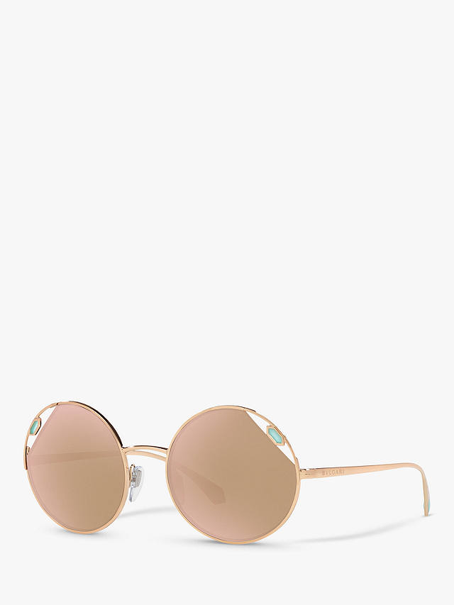 BVLGARI BV6159 Women's Round Sunglasses, Rose Gold/Pink