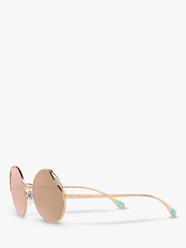 BVLGARI BV6159 Women's Round Sunglasses, Rose Gold/Pink