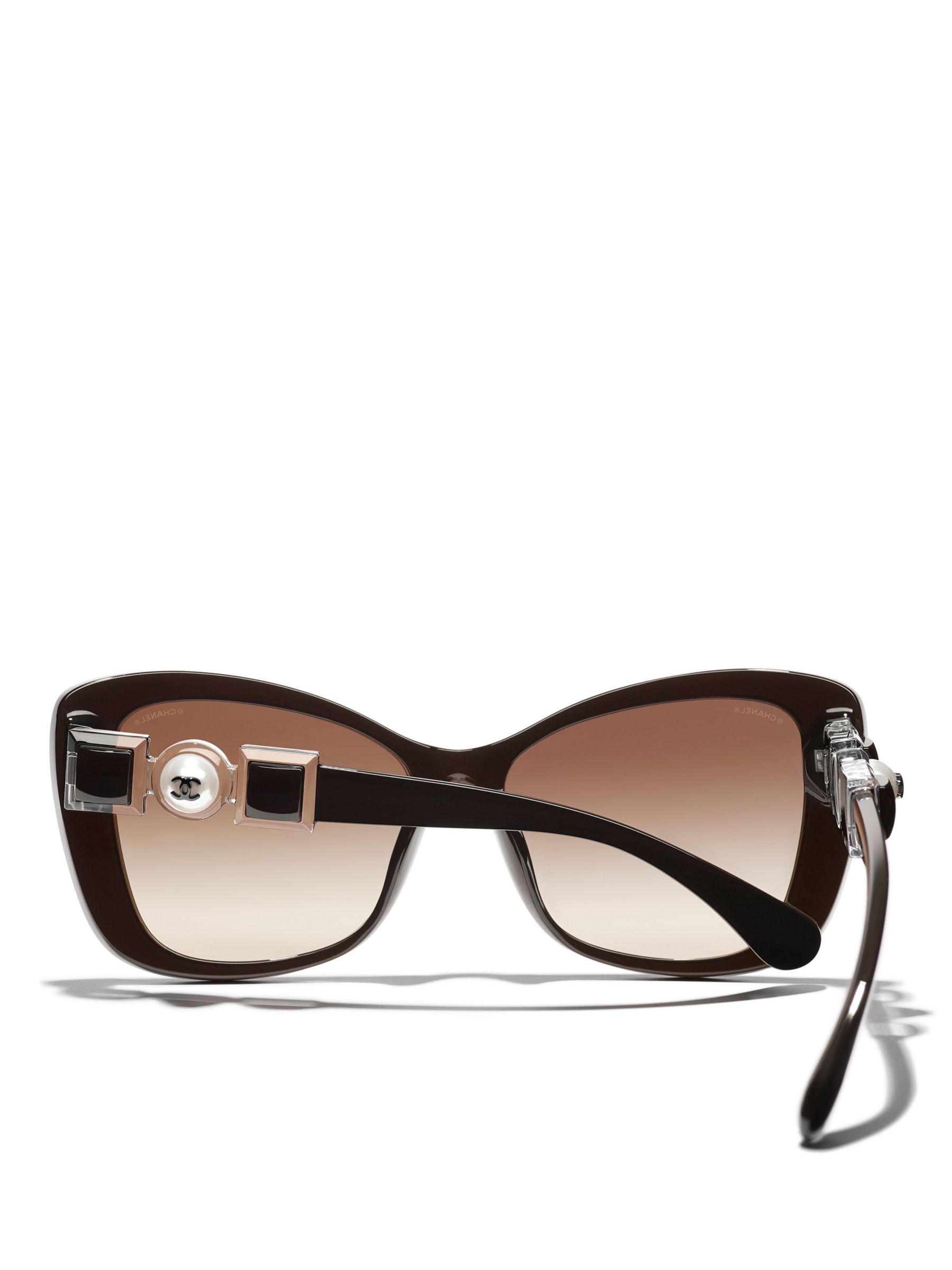 CHANEL Cat Eye Sunglasses CH5445H Black/Brown Gradient at John Lewis &  Partners
