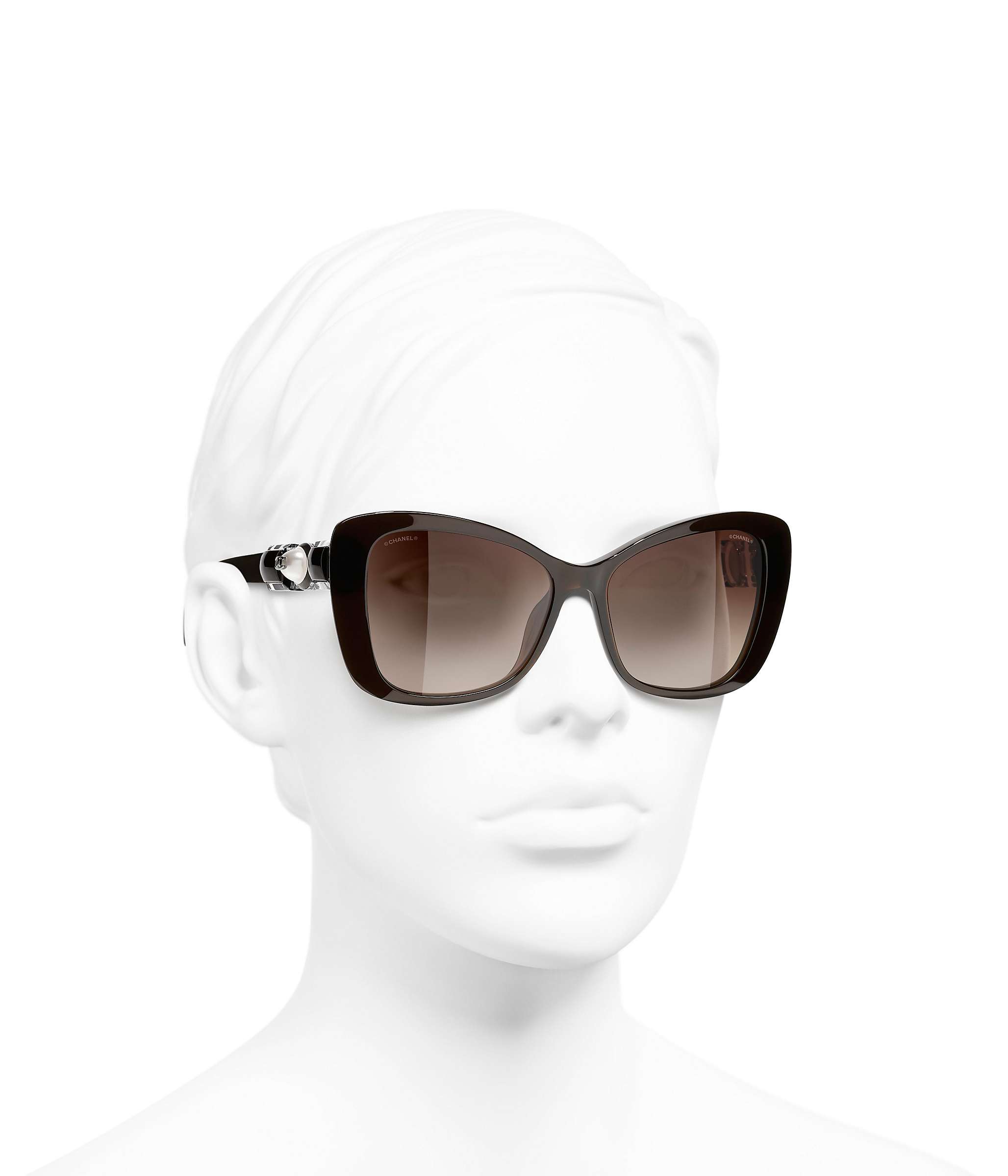 Buy CHANEL Cat Eye Sunglasses CH5445H Black/Brown Gradient Online at johnlewis.com