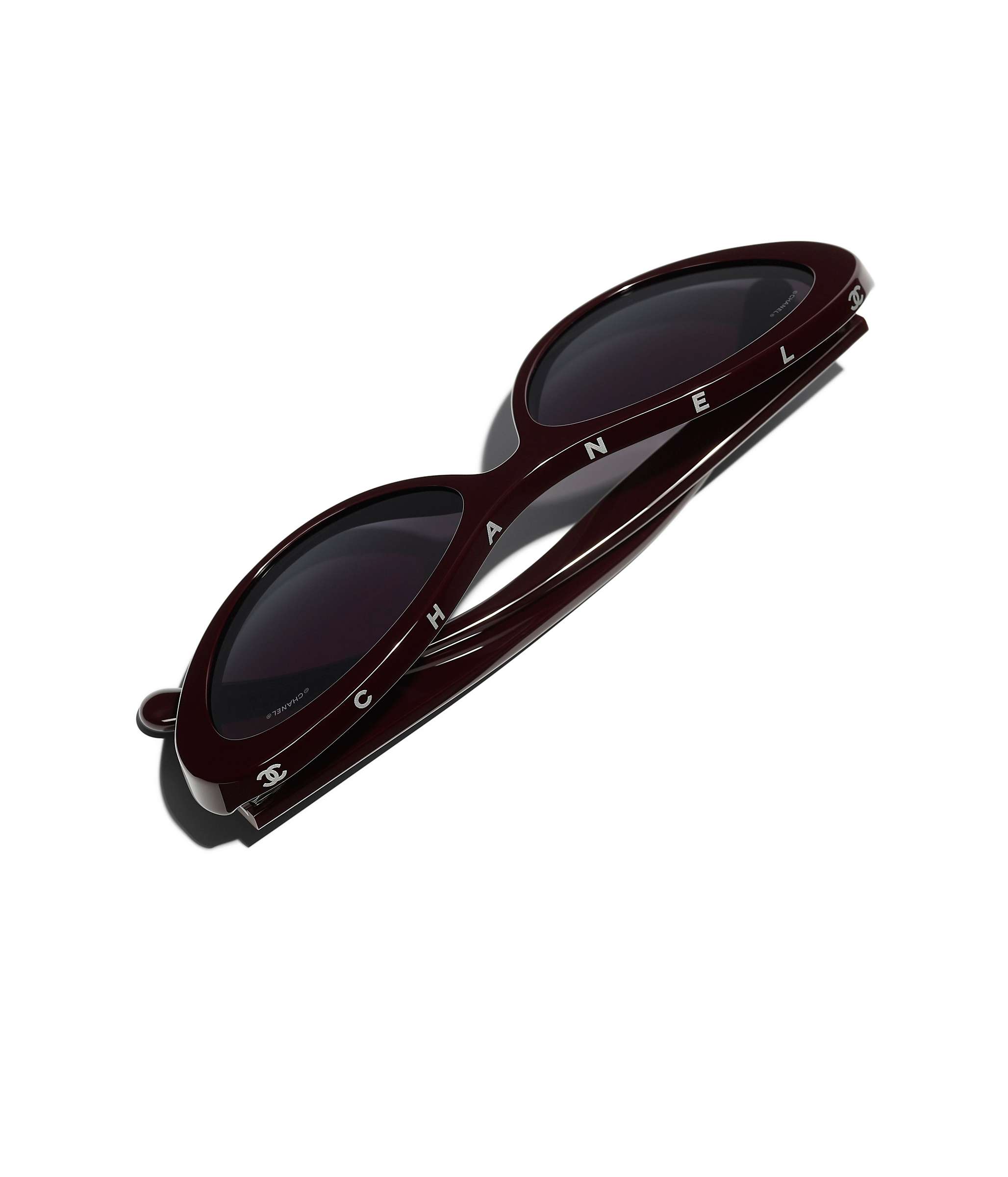 Buy CHANEL Oval Sunglasses CH5416 Dark Red/Grey Gradient Online at johnlewis.com