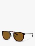 Persol PO3265S Unisex Oval Sunglasses, Havana Gunmetal/Brown