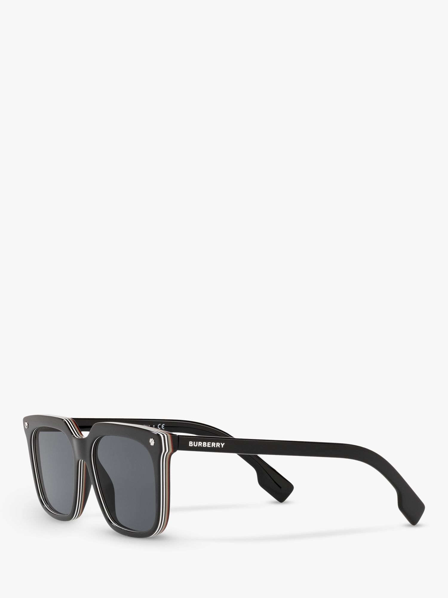 Burberry BE4337 Men's Square Sunglasses, Black at John Lewis & Partners