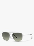 Ray-Ban RB3666 Unisex Steel Rectangular Frame Sunglasses, Silver/Silver Gradient