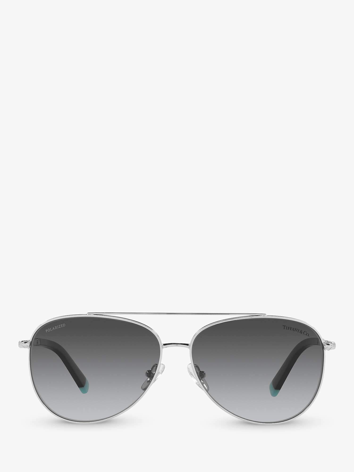 Buy Tiffany & Co TF3074 Women's Polarised Aviator Sunglasses, Silver/Black Online at johnlewis.com