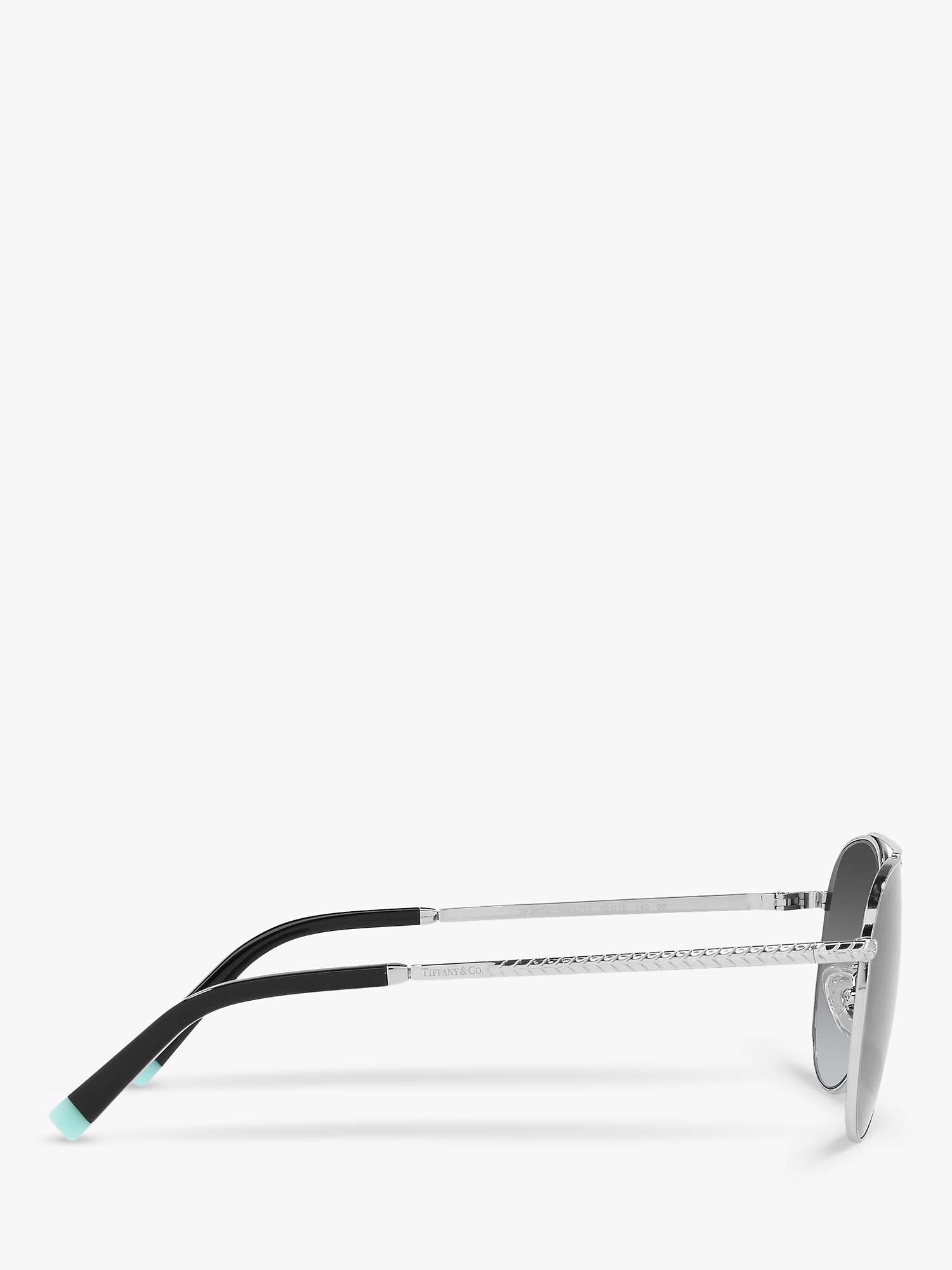 Buy Tiffany & Co TF3074 Women's Polarised Aviator Sunglasses, Silver/Black Online at johnlewis.com