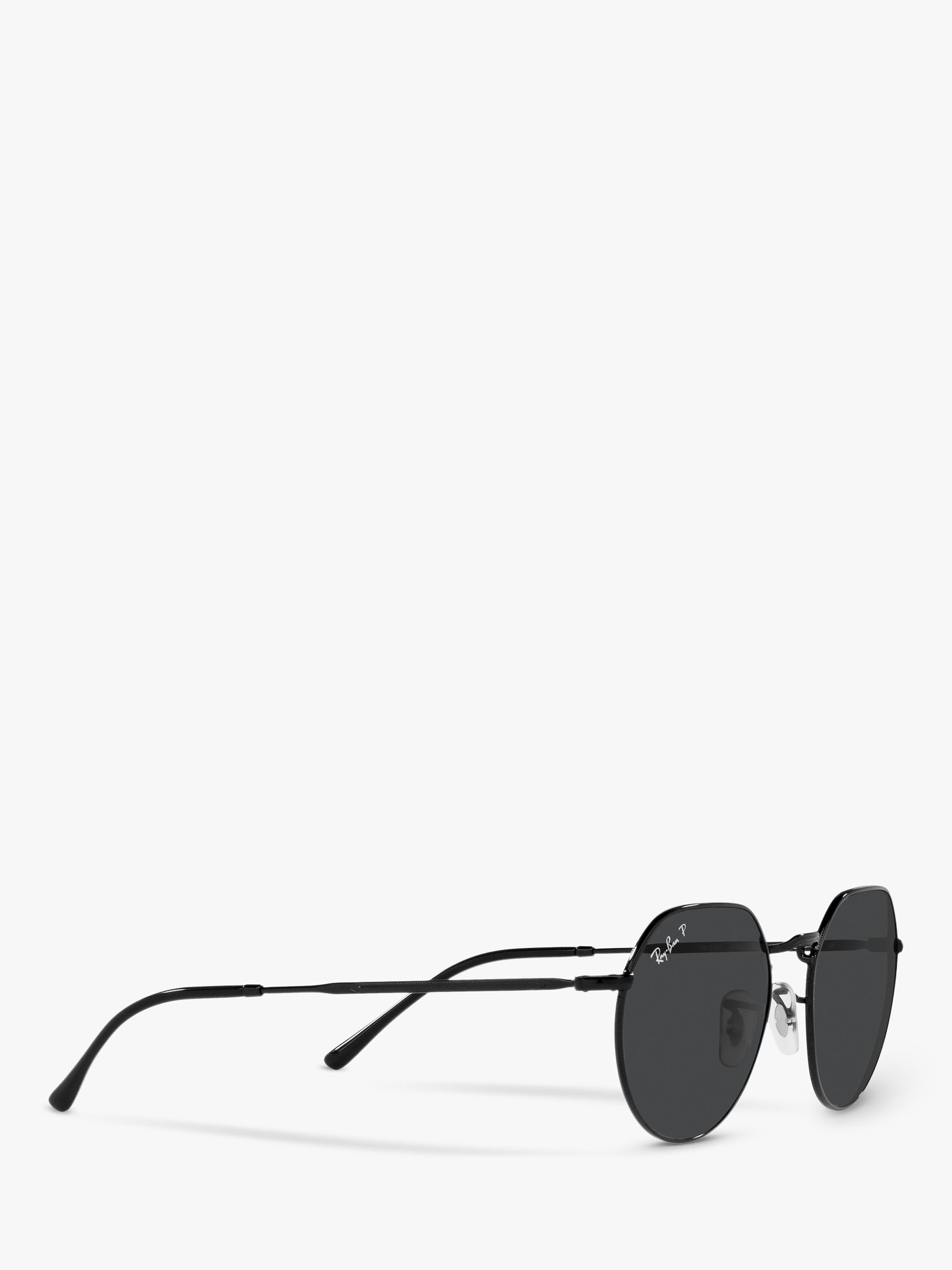 Ray-Ban RB3565 Jack Unisex Polarised Metal Hexagonal Sunglasses, Black at  John Lewis & Partners