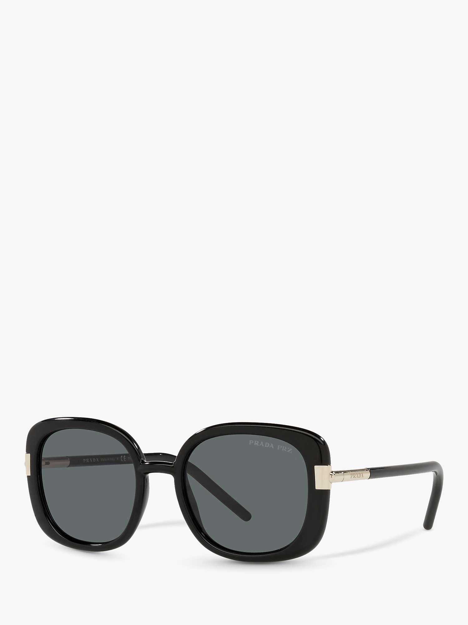 Buy Prada PR 04WS Women's Polarised Oversized Round Sunglasses, Black Online at johnlewis.com
