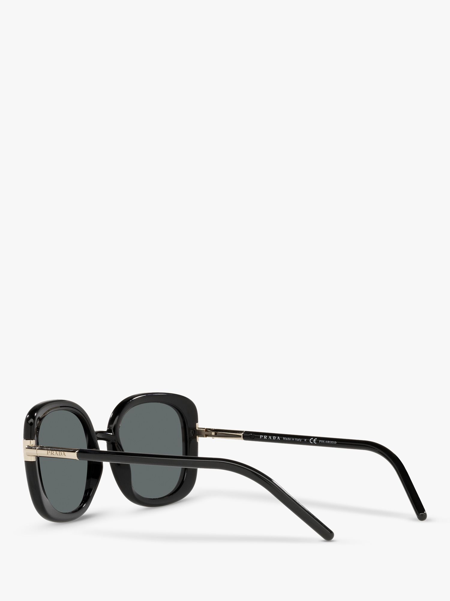Prada PR 04WS Women's Polarised Oversized Round Sunglasses, Black at John Lewis & Partners