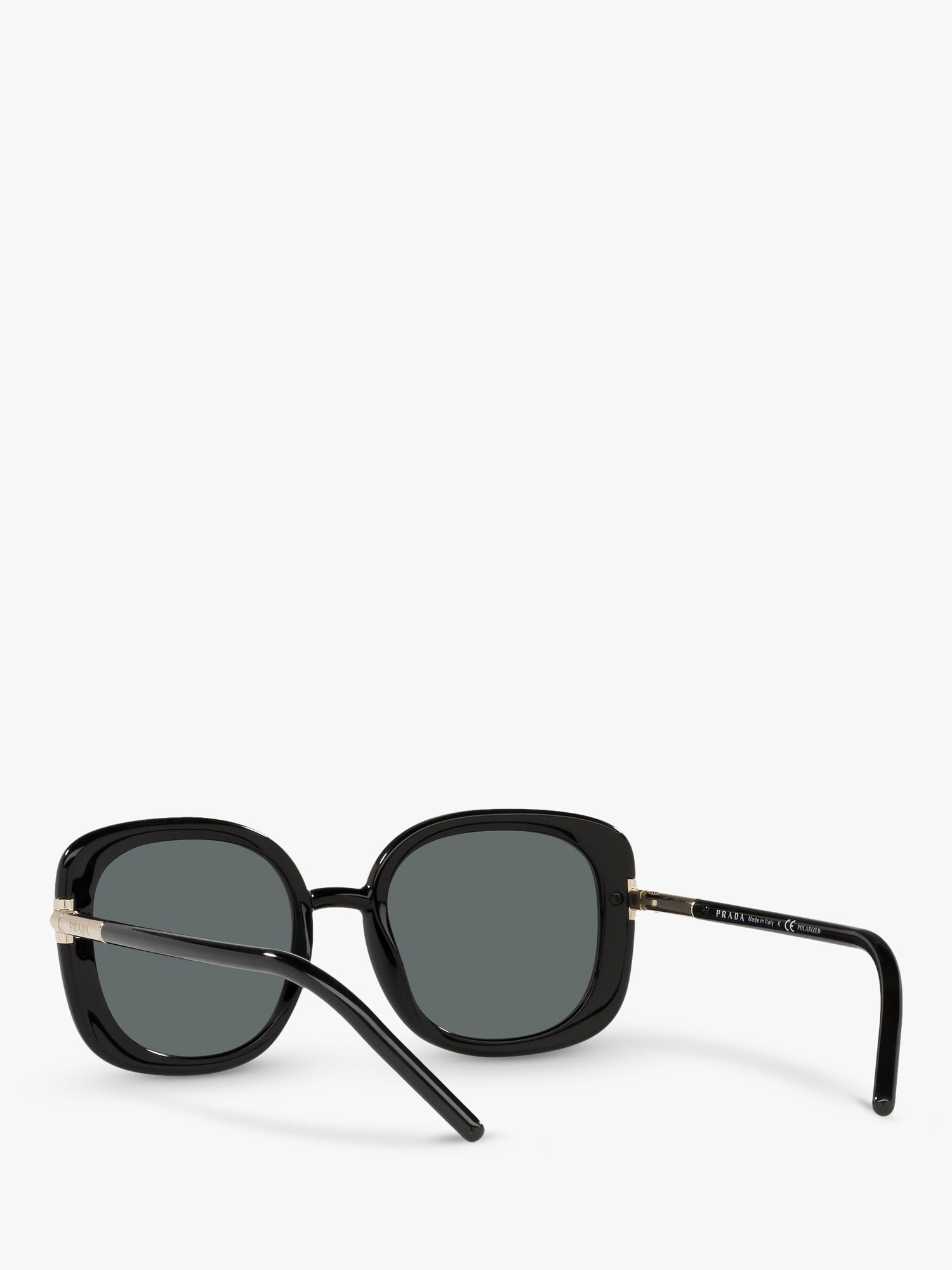 Prada PR 04WS Women's Polarised Oversized Round Sunglasses, Black at John  Lewis & Partners