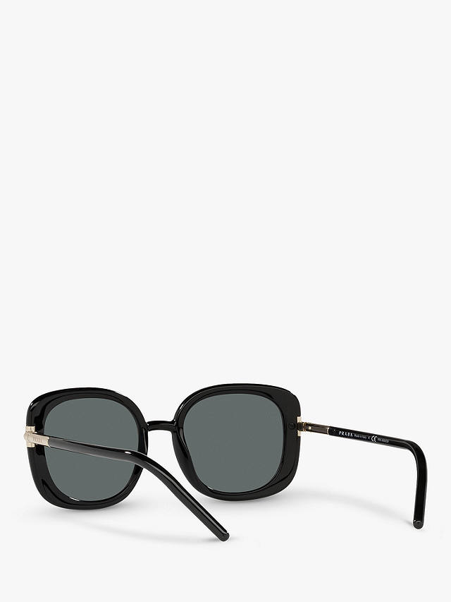 Prada PR 04WS Women's Polarised Oversized Round Sunglasses, Black