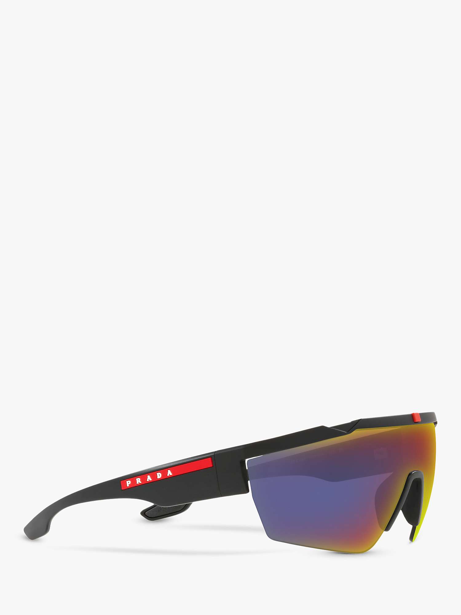 Prada Linea Rossa PS 03XS Men's Wrap Sunglasses, Black Rubber/Blue at John  Lewis & Partners