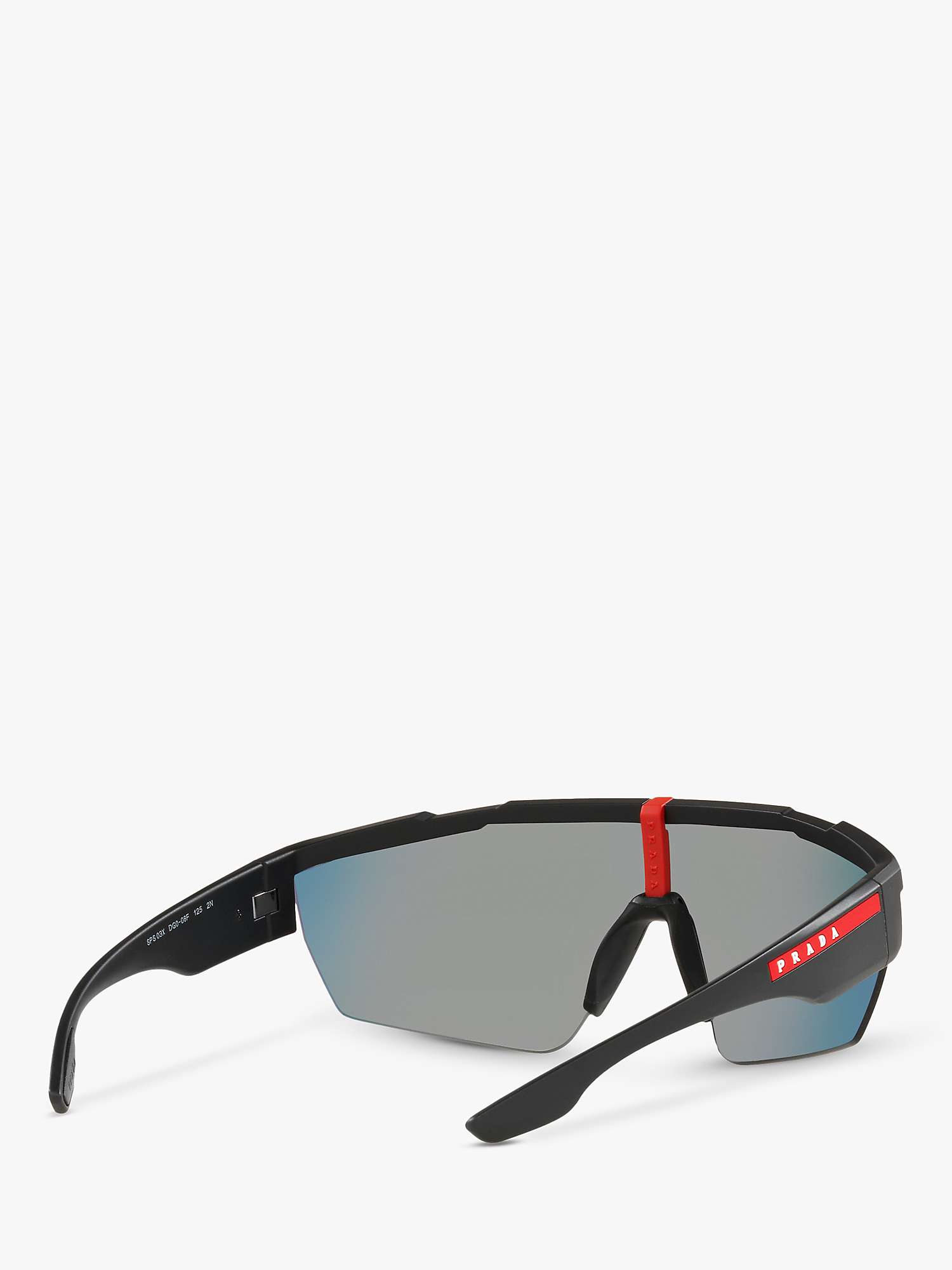 Buy Prada Linea Rossa PS 03XS Men's Wrap Sunglasses, Black Rubber/Blue Online at johnlewis.com