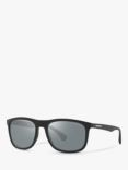Emporio Armani EA4158 Men's Square Sunglasses, Matte Black/Mirror Grey