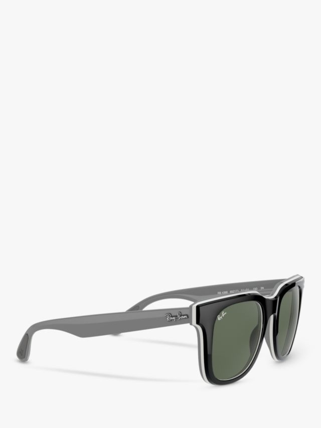 Ray-Ban RB4368 Unisex Square Sunglasses, Black/White/Grey