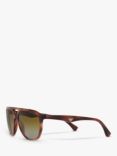 Emporio Armani EA4156 Men's Polarised Aviator Sunglasses, Havana/Brown Gradient