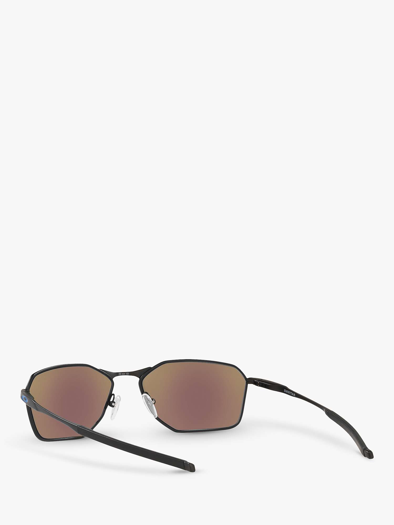 Oakley OO6047 Men's Savitar Prizm Polarised Rectangular Sunglasses, Satin  Black/Mirror Blue