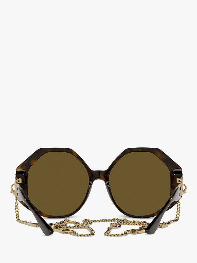 Versace VE4395 Women's Square Sunglasses, Havana at John Lewis & Partners